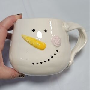 SOLD- Pier 1 Hand Painted Snowman Mug (24 oz)